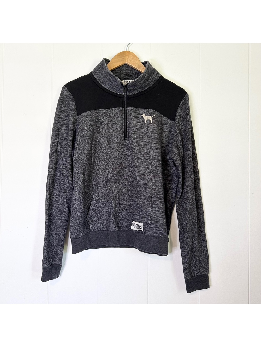 Victoria’s Secret PINK Gray Qtr Zip Long Sleeve Pullover Sweater Women's Large